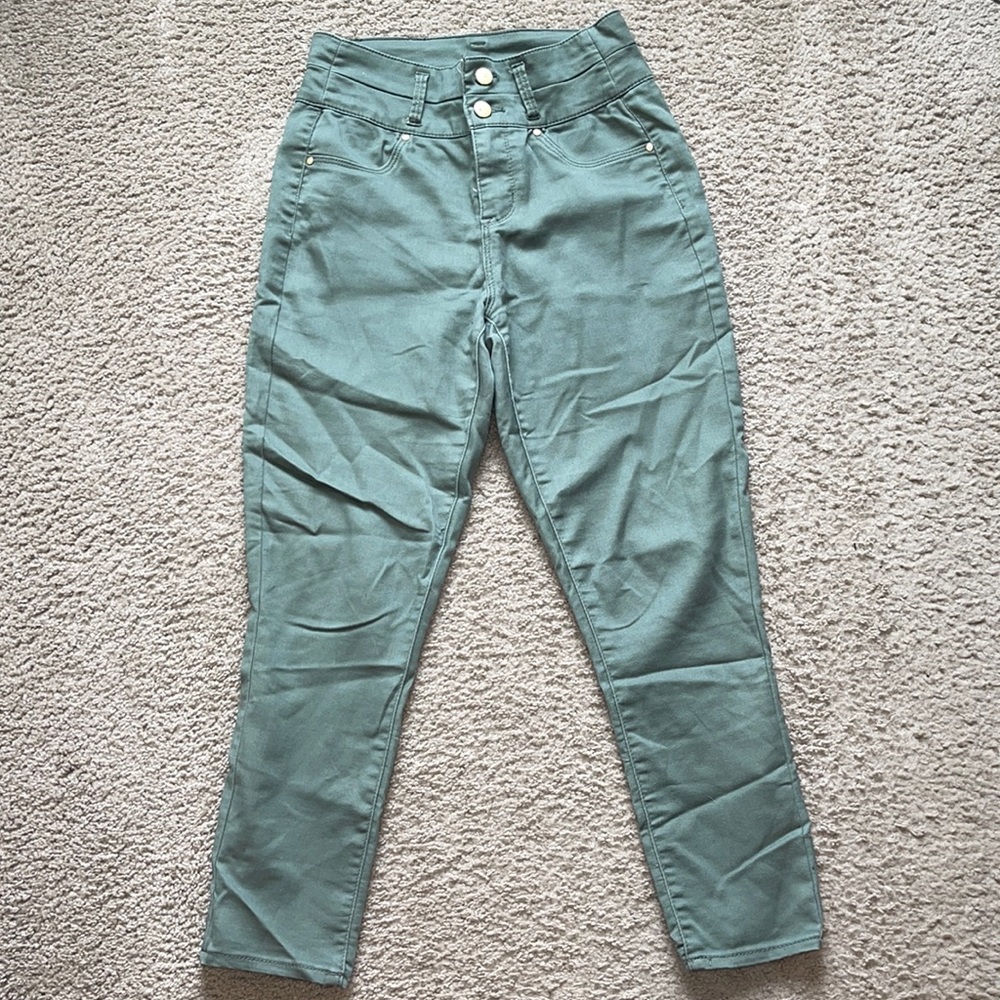 Light green mid rise jeans